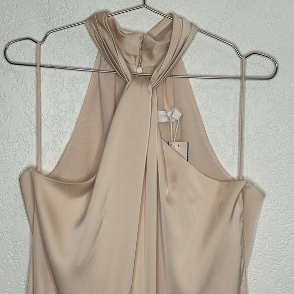 NWT JONATHAN SIMKHAI STANDARD
Mitra Washed Charmeuse Halter Dress Large Sand - Picture 4 of 13